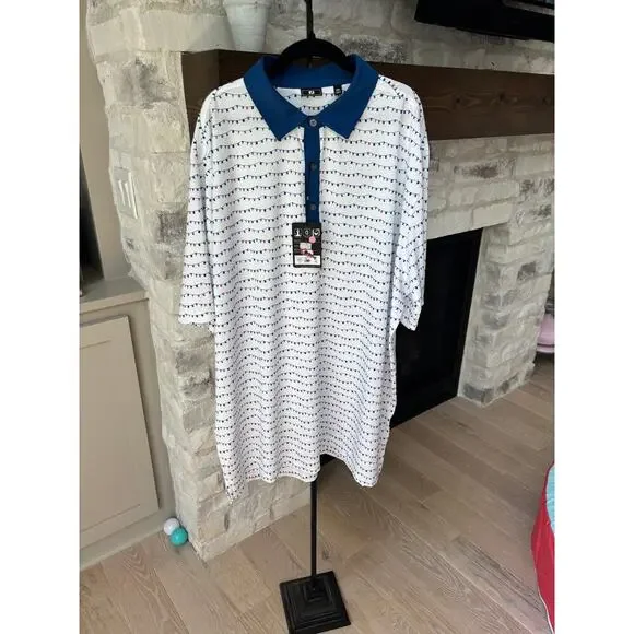 Foot Joy Men's White Flag Banner Print Lisle Golf Polo Shirt Size L - Picture 4 of 7